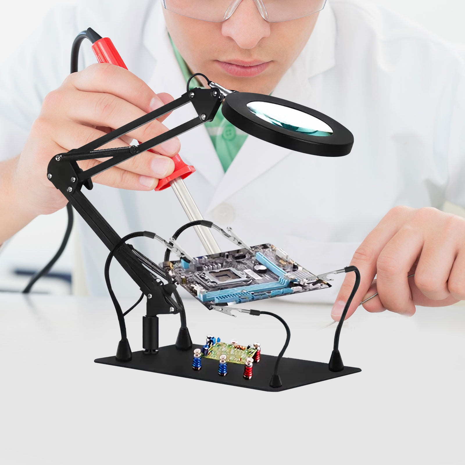 フレキシブルアーム付きの3個入りはんだ付け作業台用クランプ  - Electronics Repair Tools のレビューと価格