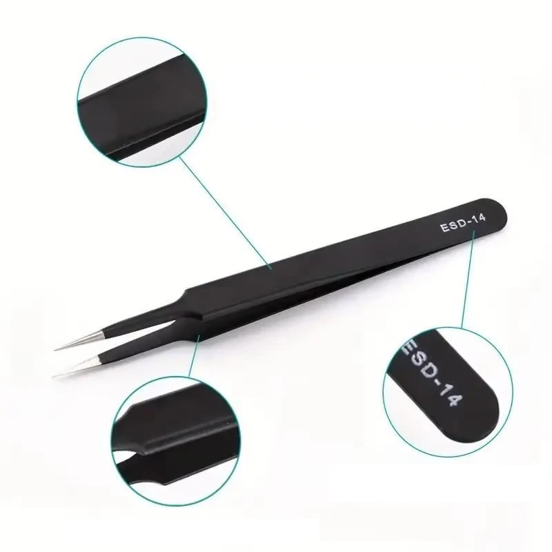 6本セットの精密長型ピンセット。静電気防止加工を施したステン - Electronics Repair Tools のレビューと価格