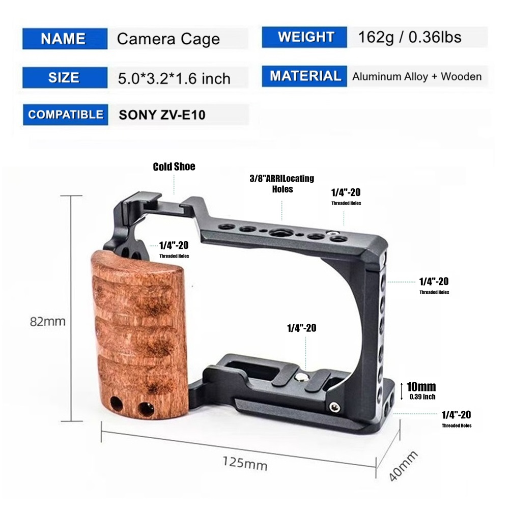 ソニーZV-E10カメラケージ、コールドシュー、1/4インチ - Sony Camera Zv-E10 のレビューと価格